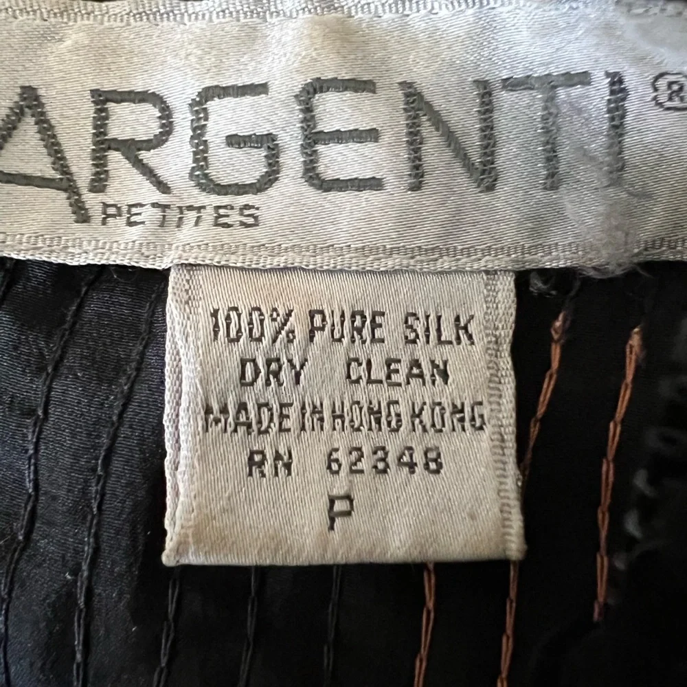 Argenti Vintage Black & Copper Sequins Checkered Silk Blouse Size S - Picture 13 of 14